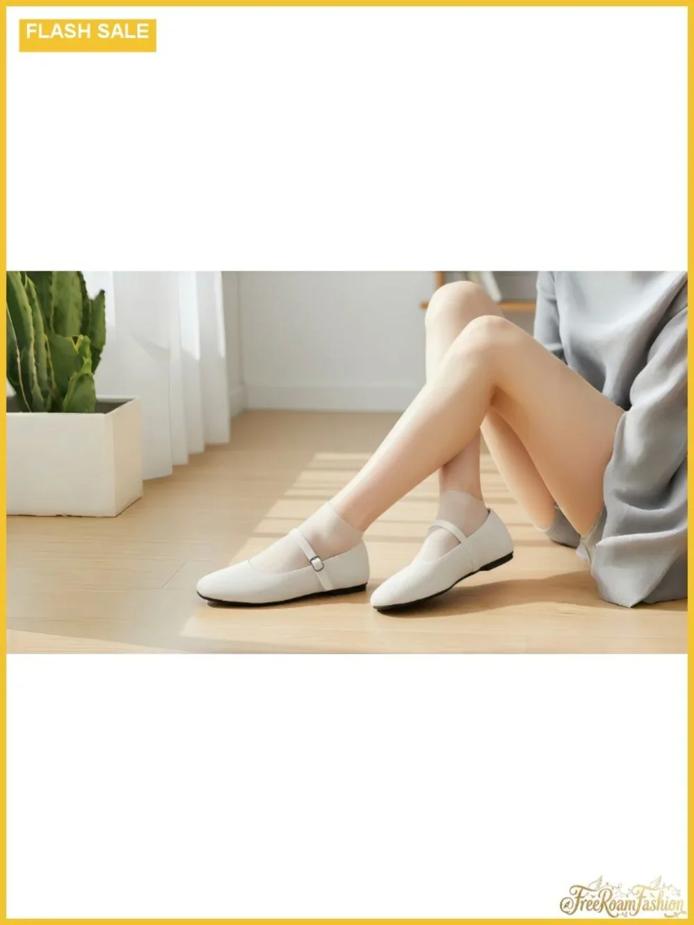 Women's Square Toe Knit Ballet Flats with Arch Support Adjustable Mary Jane